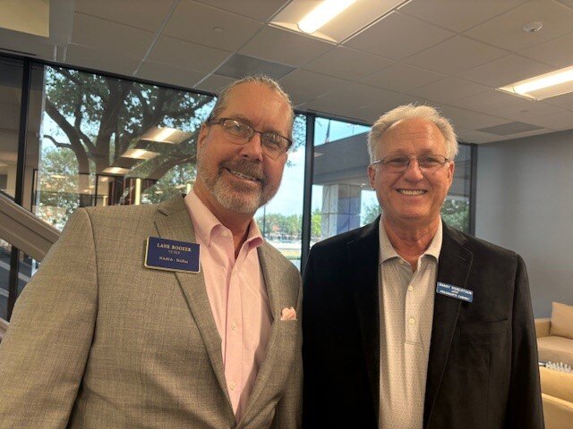 #1 - Lane Boozer, Master of Ceremonies as Dallas National Liaison, and Randy Robertson.  Both are past NAIFA-Texas presidents.